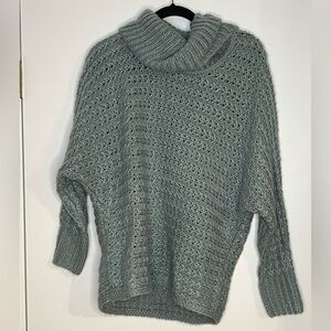 Cozy teal knit turtleneck sweater